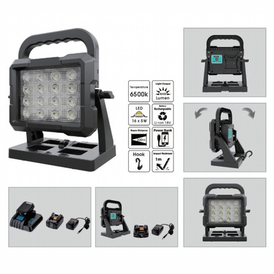 Üç ayaklı montajlı 80W şarj edilebilir yüksek lumen LED iş ışığı 18V güç aracı pil ile