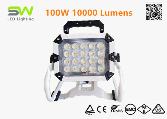 100W 10000 Lumen 18V Elektrik Aracı Aküle Güçlendirilmiş İş Işığı Metal Standla